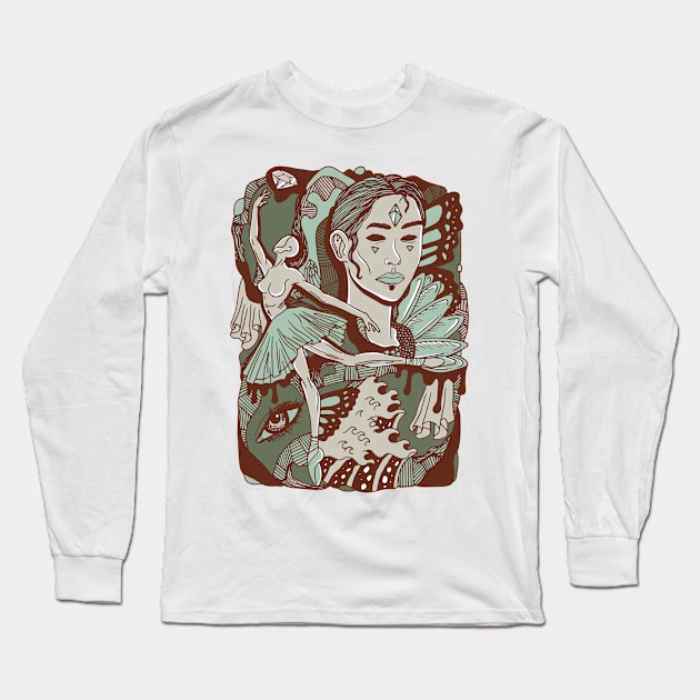 Rust Sage Ballerina Long Sleeve T-Shirt by kenallouis